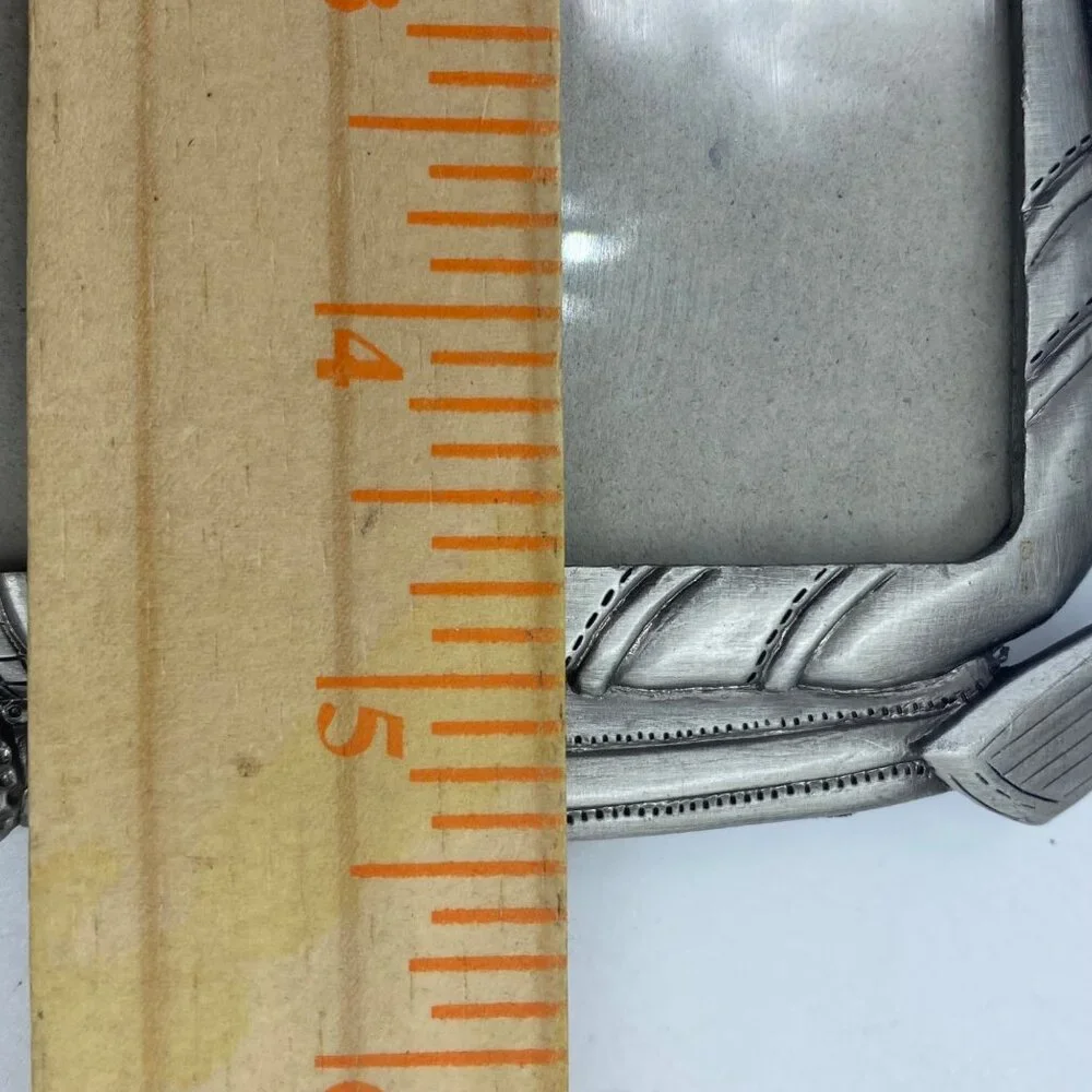 Golf-Themed Pewter Picture Frame Vintage Golf‎ Clubs Bag Design 3.5
